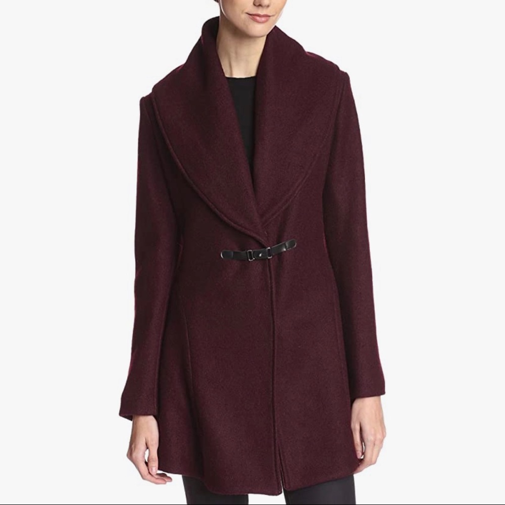 Kensie Women’s Buckle Front Coat Purple size Large